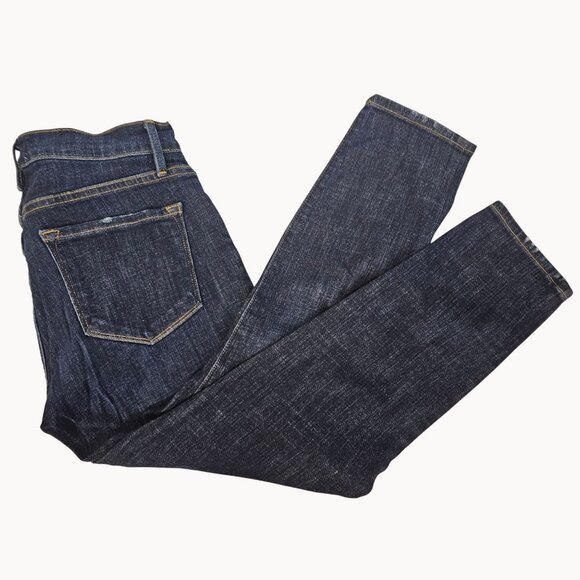 Womens Bootcut Slim Dark Washed Denim Jeans Casual Comfort Ankle Cropped 24 - Picture 4 of 16